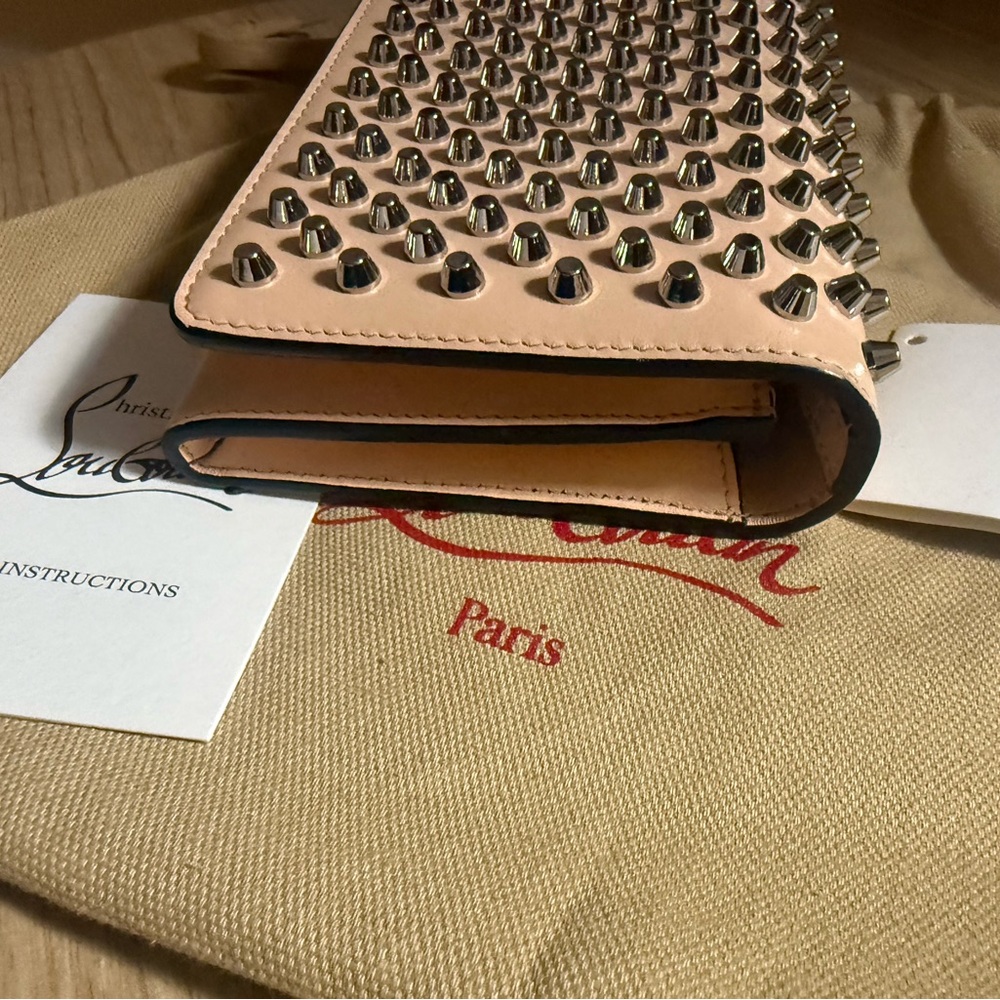 Christian Louboutin Macaron Wallet Calf Spikes Mystic Pink Gold - Picture 12 of 16